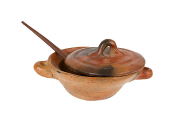 Image showing Close up view of traditional clay earthenware isolated