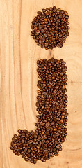 Image showing Letter J, alphabet from coffee beans