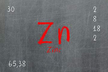 Image showing Isolated blackboard with periodic table, Zinc