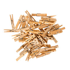 Image showing Old wooden clothespins