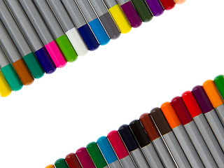 Image showing Many different color pencils, frame