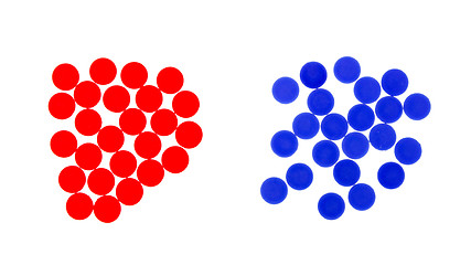 Image showing Red and blue chips used in the game line-up 4