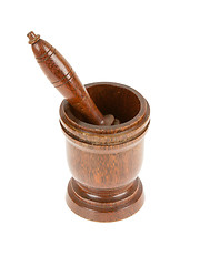 Image showing Wooden mortar for pounding spices