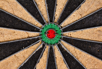 Image showing Close-up of a very old dartboard