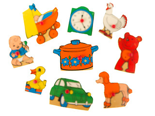 Image showing Piece of an antique wooden puzzle for children