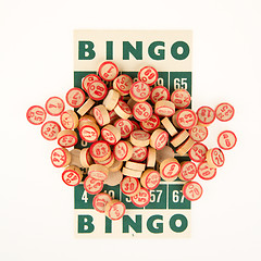 Image showing Wooden numbers used for bingo