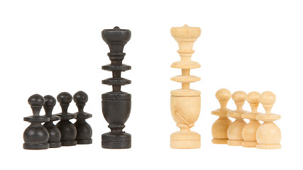 Image showing Black and white king isolated with pawns