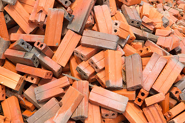 Image showing Group of bricks square construction materials