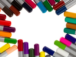 Image showing Many different color pencils, frame