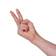 Image showing Man making a rude 'V' sign