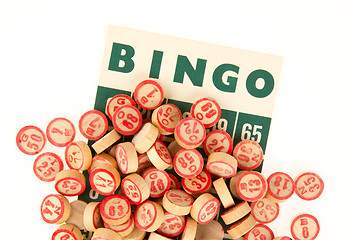 Image showing Wooden numbers used for bingo