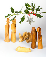 Image showing Scene of the Christmas crib, made of wood