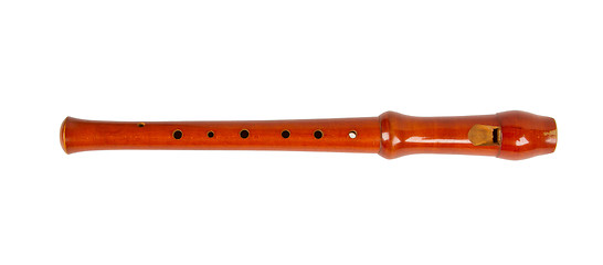 Image showing Wooden recorder (block flute) isolated