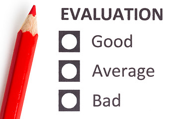 Image showing Red pencil on a evaluationform