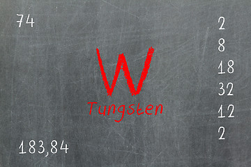 Image showing Isolated blackboard with periodic table, Tungsten