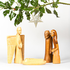 Image showing Scene of the Christmas crib, made of wood