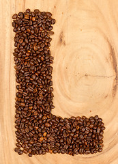Image showing Letter L, alphabet from coffee beans