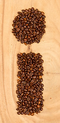 Image showing Letter I, alphabet from coffee beans