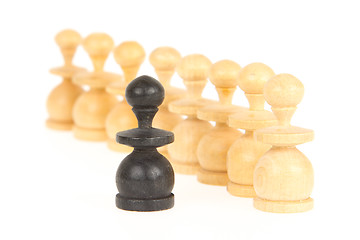 Image showing Old handcarved chess pieces isolated