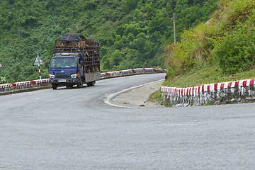 Image showing HUÉ, VIETNAM - AUG 4: Trailer filled with live dogs destined fo