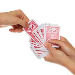 Image showing Man picking a playing card