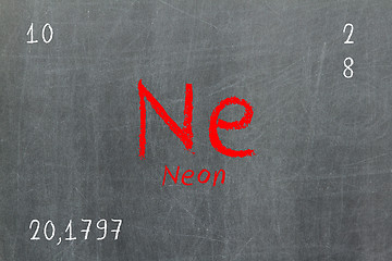 Image showing Isolated blackboard with periodic table, Neon