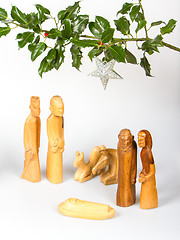 Image showing Scene of the Christmas crib, made of wood