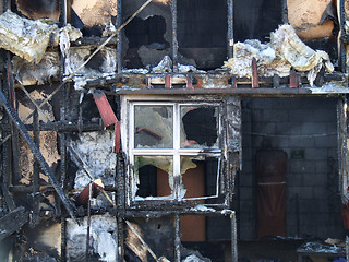 Image showing Wooden house after fire