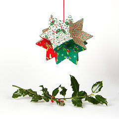 Image showing Butcher's broom and christmas decoration, isolated