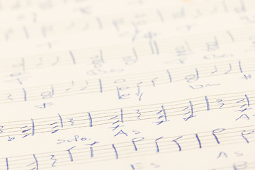 Image showing Very old handwritten sheet music