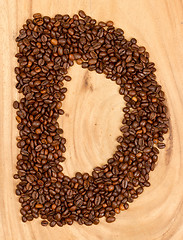 Image showing Letter D, alphabet from coffee beans