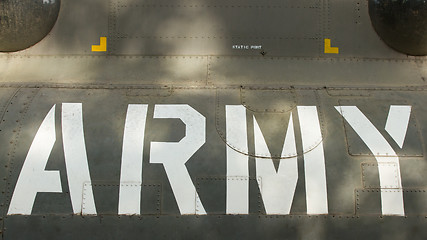 Image showing Text on an old Vietnam war Airplane displayed in Saigon