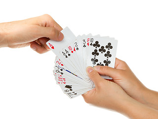 Image showing Man picking a playing card