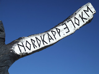 Image showing North Cape wooden signpost