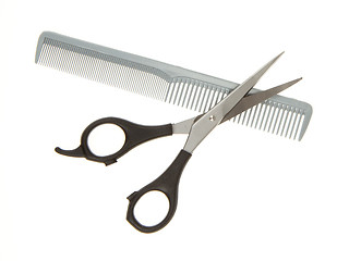 Image showing Hair cutting shears and comb