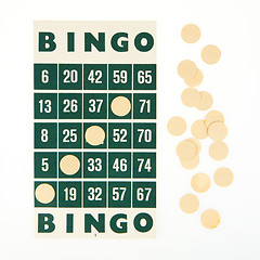 Image showing Green bingo card isolated