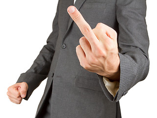 Image showing Business man making a rude hand gesture