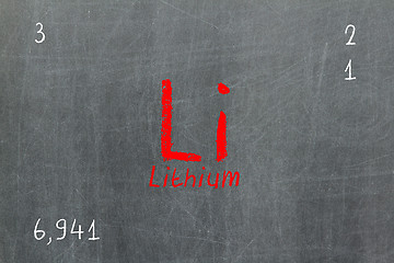 Image showing Isolated blackboard with periodic table, Lithium