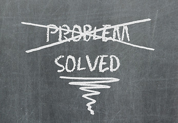 Image showing Solution for a problem written on blackboard