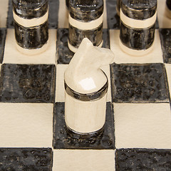 Image showing Unique handmade chess set (pottery), isolated