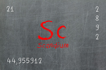 Image showing Isolated blackboard with periodic table, Scandium