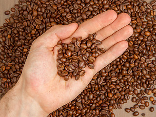 Image showing Coffee beans in hand