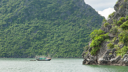 Image showing Fishing boat in the Ha Long Bay