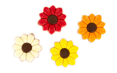 Image showing Different colors of chocolate flowers