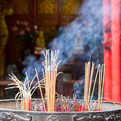 Image showing Incense furnace with smoking joss stick