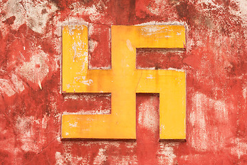 Image showing NHA TRANG, VIETNAM 31 JULY 2012 - Swastika symbol on an ancient 
