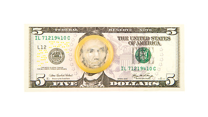 Image showing Condom on the US dollars bill