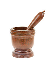 Image showing Wooden mortar for pounding spices