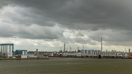 Image showing Oil refineries in the dutch harbor of Rotterdam