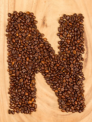 Image showing Letter N, alphabet from coffee beans